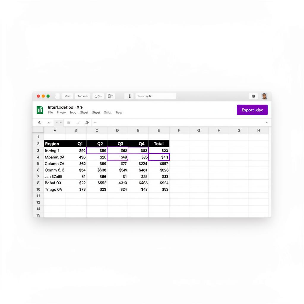 Spreadsheets editor screenshot